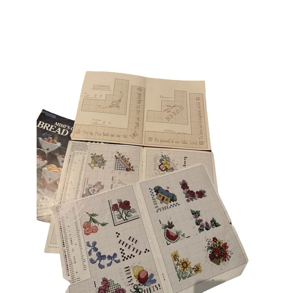 Lot of 4 Vintage Cross Stitch Booklets Bread Cloths Covers Angels Patterns Craft